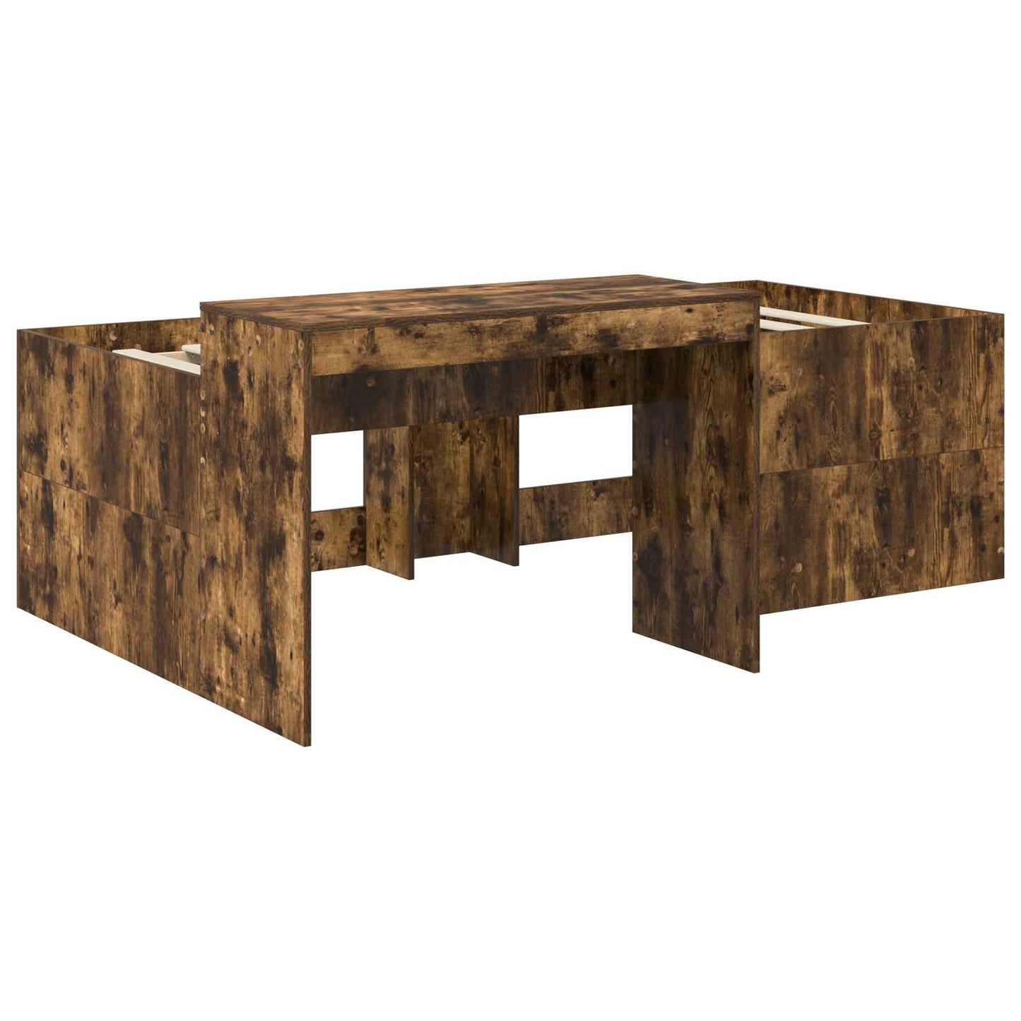 Kids'High Bed Frame with Desk Smoked Oak 90 x 200 cm