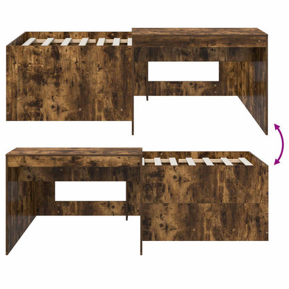 Kids'High Bed Frame with Desk Smoked Oak 90 x 200 cm