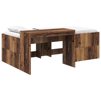 Kids'High Bed Frame with Desk Old wood 90 x 200 cm