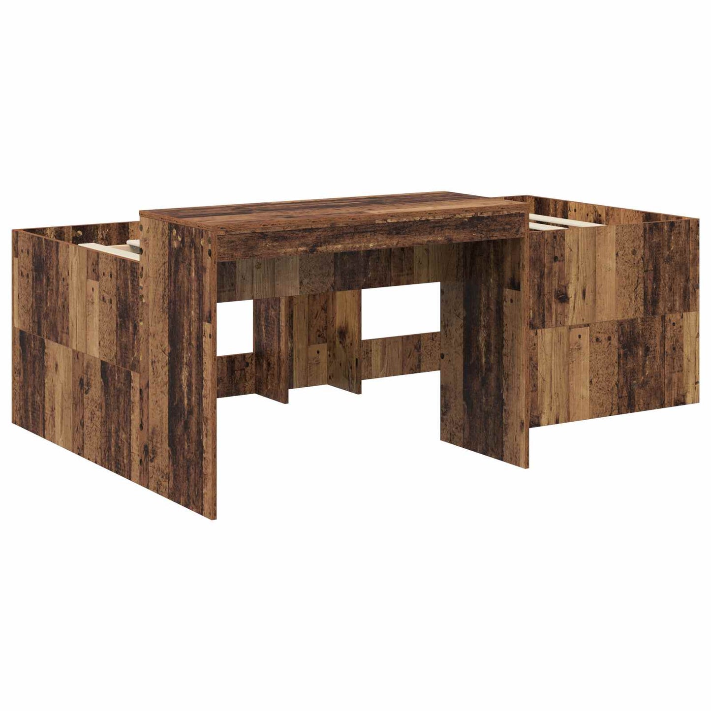 Kids'High Bed Frame with Desk Old wood 90 x 200 cm