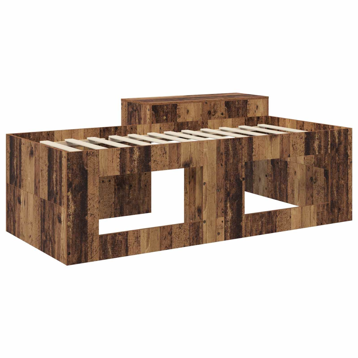 Kids'High Bed Frame with Desk Old wood 90 x 200 cm