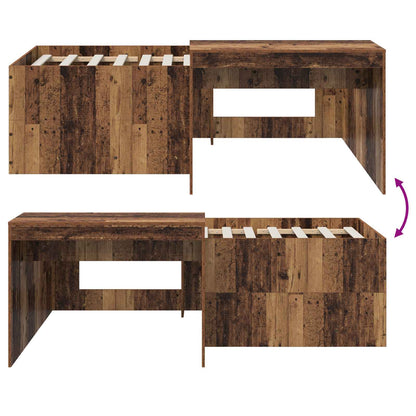 Kids'High Bed Frame with Desk Old wood 90 x 200 cm