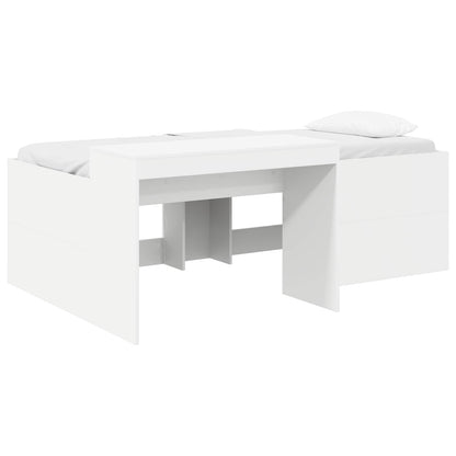 Kids'High Bed Frame with Desk White 98.5 x 200 cm