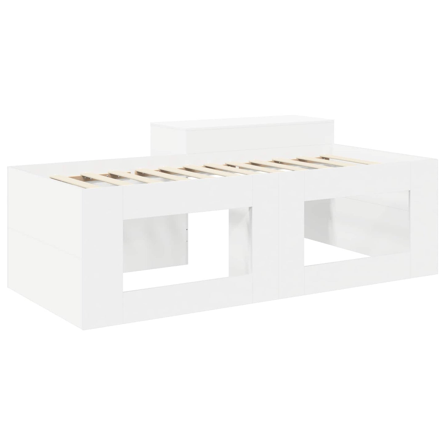 Kids'High Bed Frame with Desk White 98.5 x 200 cm