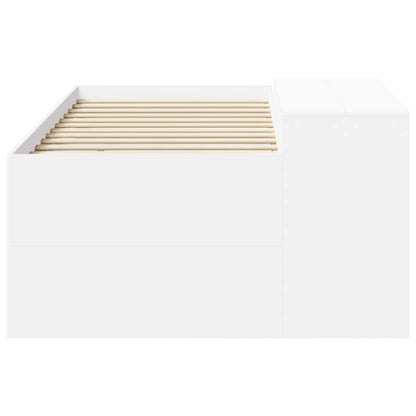 Kids'High Bed Frame with Desk White 98.5 x 200 cm