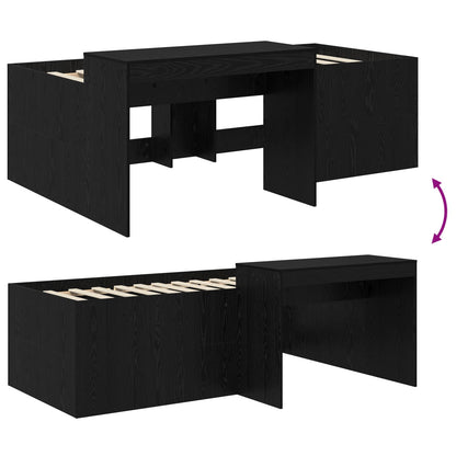 Kids'High Bed Frame with Desk Black 98.5 x 200 cm