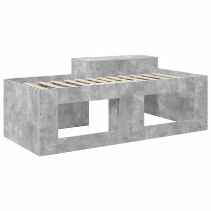 Kids'High Bed Frame with Desk Concrete Grey 98.5 x 200 cm