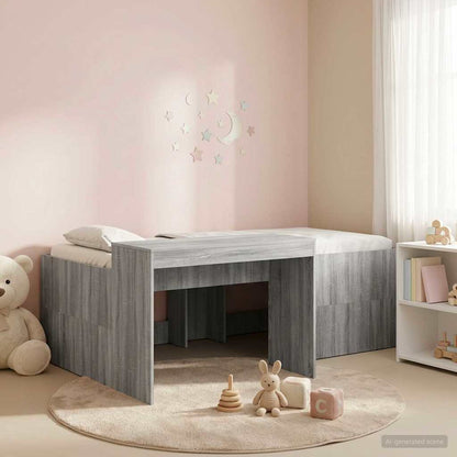 Kids'High Bed Frame with Desk Grey Sonoma 98.5 x 200 cm