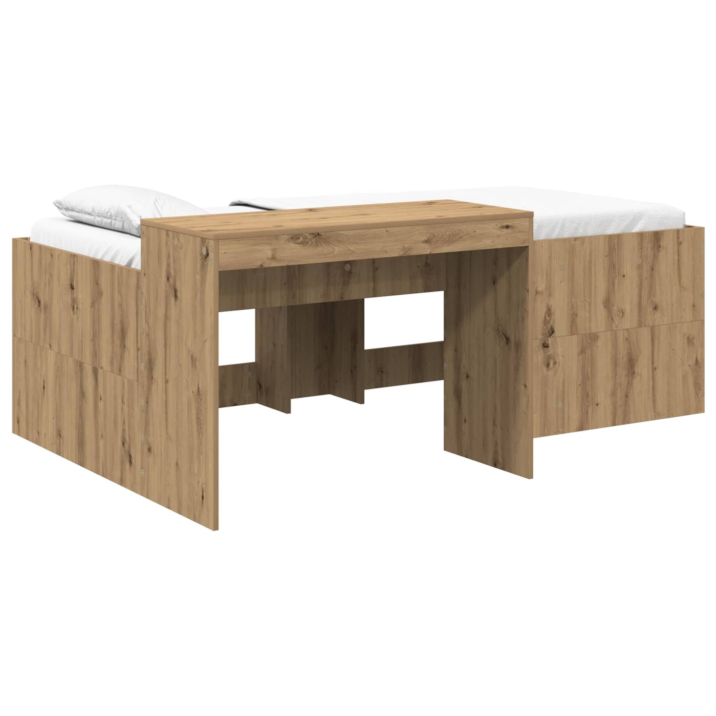 Kids'High Bed Frame with Desk Artisan Oak 98.5 x 200 cm