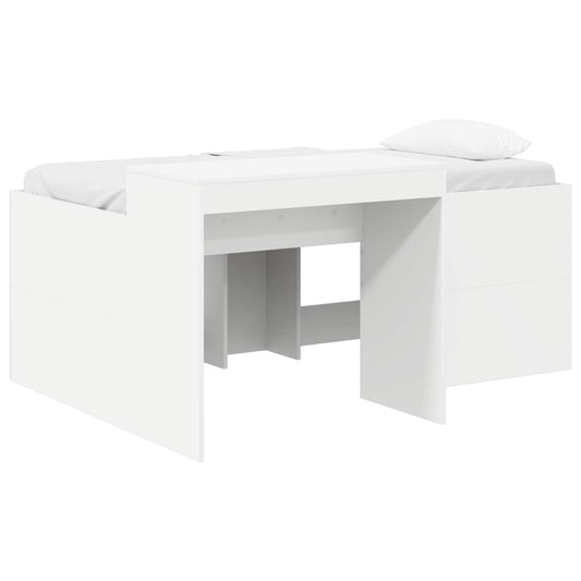 Kids'High Bed Frame with Desk White 80 x 160 cm