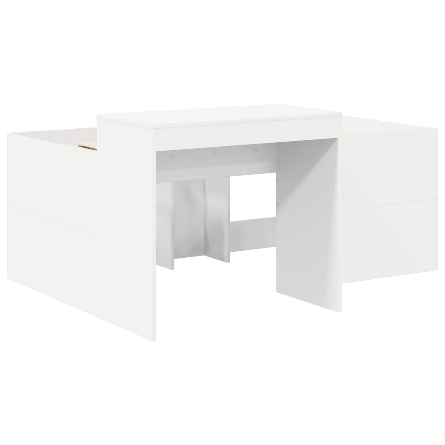 Kids'High Bed Frame with Desk White Engineered Wood