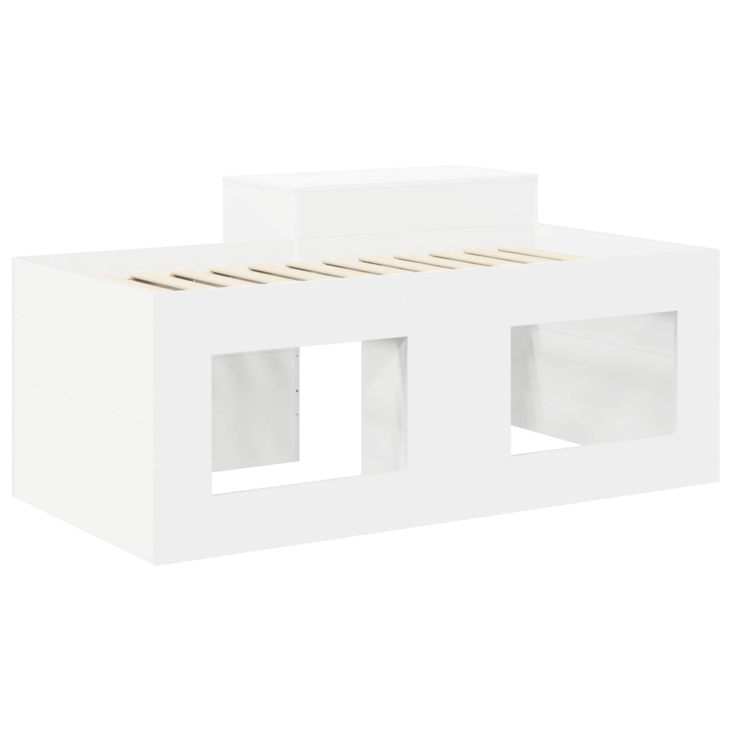 Kids'High Bed Frame with Desk White Engineered Wood