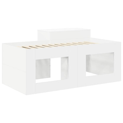Kids'High Bed Frame with Desk White Engineered Wood