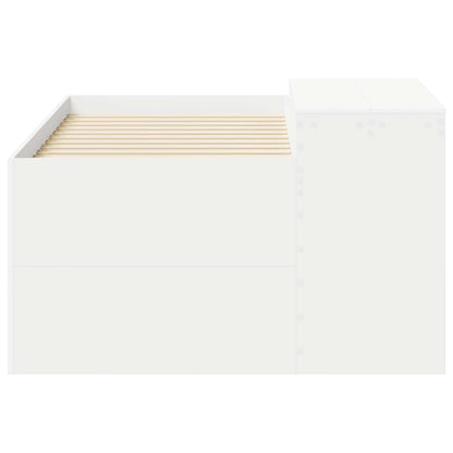 Kids'High Bed Frame with Desk White Engineered Wood