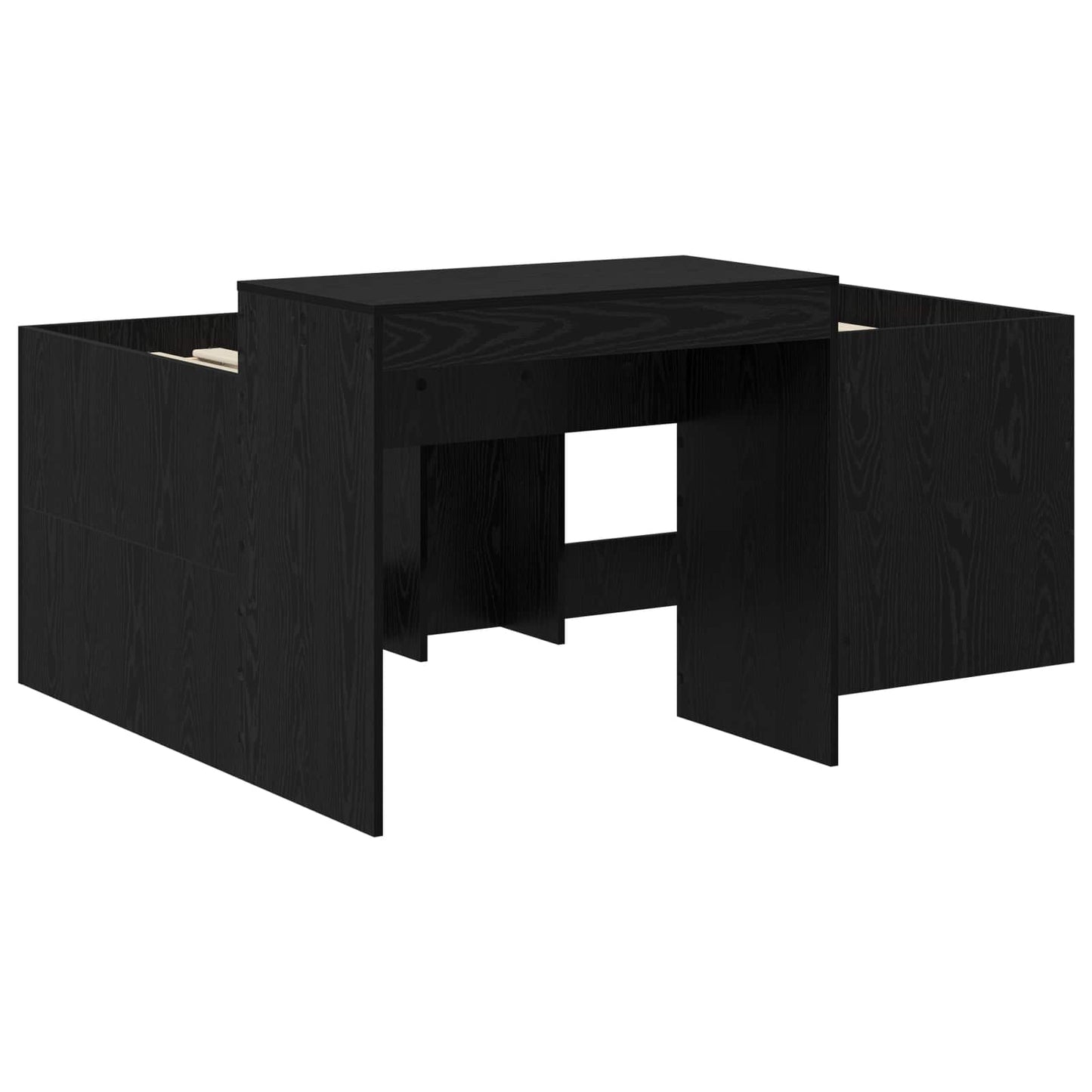 Kids'High Bed Frame with Desk Black Engineered Wood