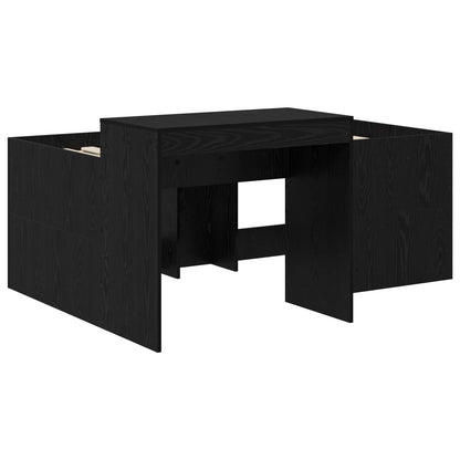 Kids'High Bed Frame with Desk Black Engineered Wood