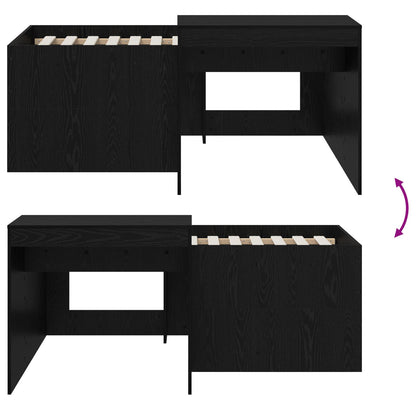 Kids'High Bed Frame with Desk Black Engineered Wood