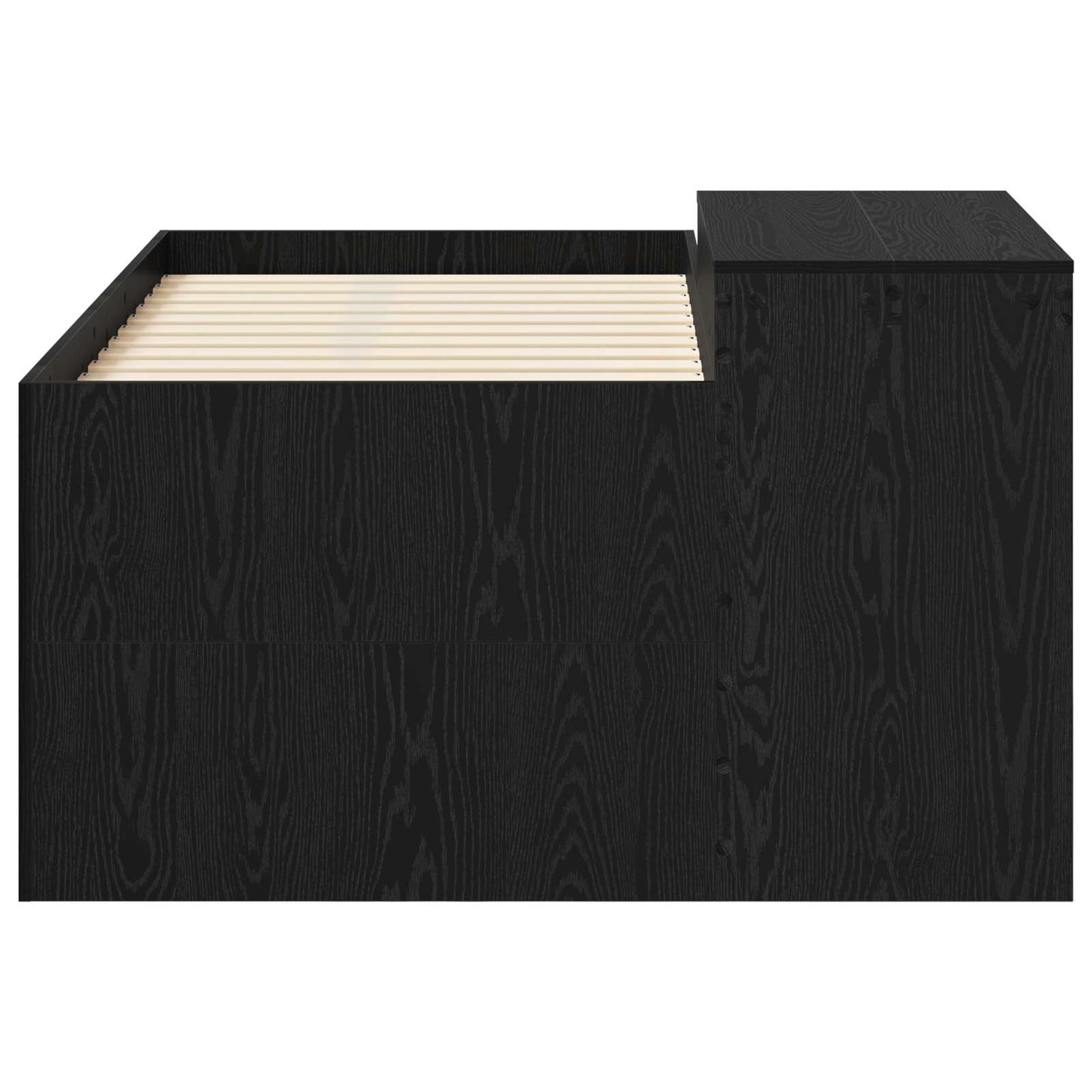 Kids'High Bed Frame with Desk Black Engineered Wood