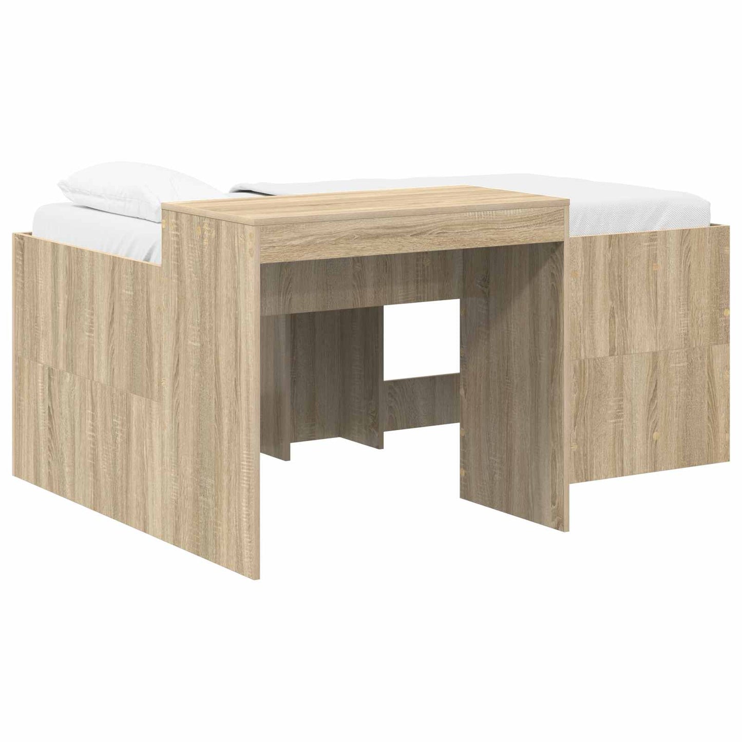 Kids'High Bed Frame with Desk Sonoma Oak Engineered Wood
