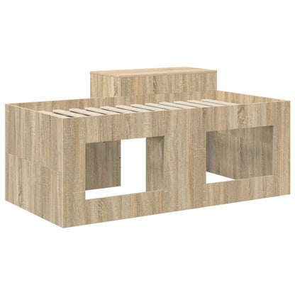 Kids'High Bed Frame with Desk Sonoma Oak Engineered Wood