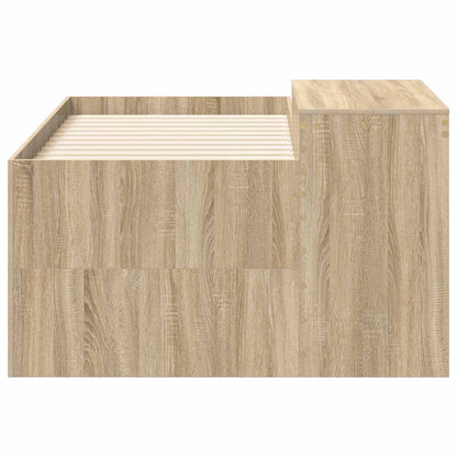 Kids'High Bed Frame with Desk Sonoma Oak Engineered Wood