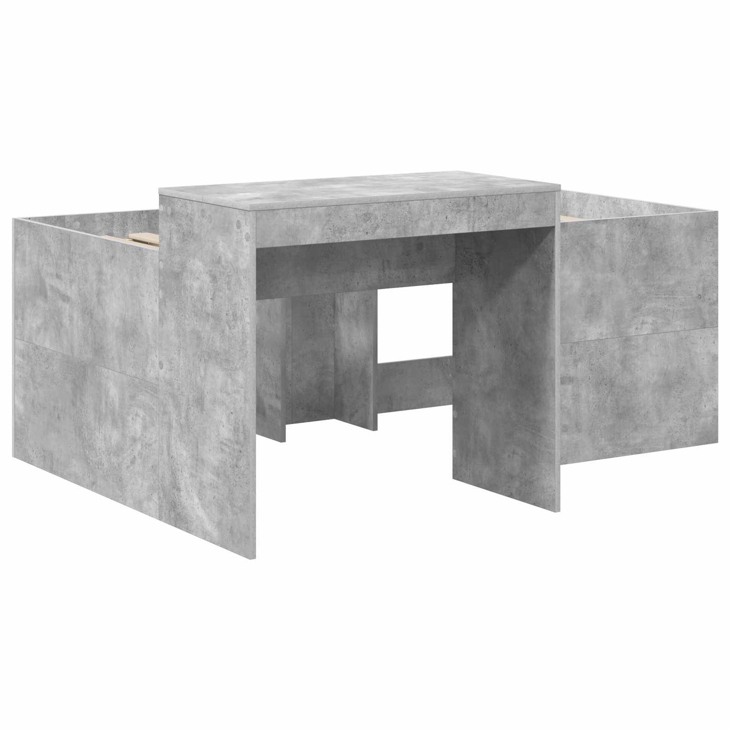 Kids'High Bed Frame with Desk Concrete Grey Engineered Wood