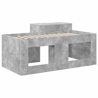 Kids'High Bed Frame with Desk Concrete Grey Engineered Wood