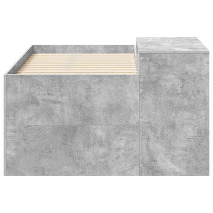 Kids'High Bed Frame with Desk Concrete Grey Engineered Wood