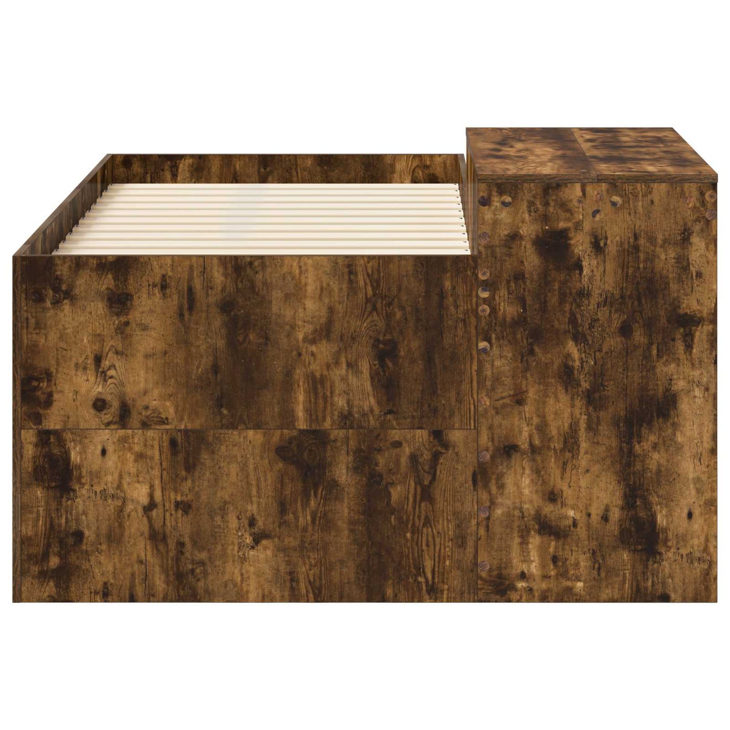 Kids'High Bed Frame with Desk Smoked Oak Engineered Wood