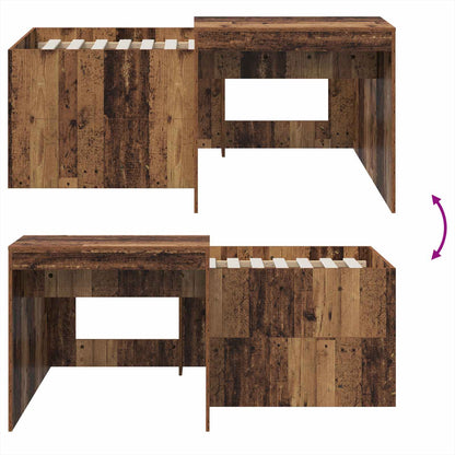 Kids'High Bed Frame with Desk Old Wood Engineered Wood