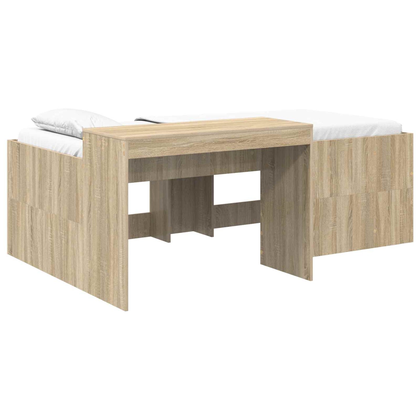 Kids'High Bed Frame with Desk Sonoma Oak 75 x 190 cm