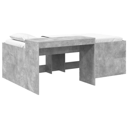 Kids'High Bed Frame with Desk Concrete Grey 75 x 190 cm