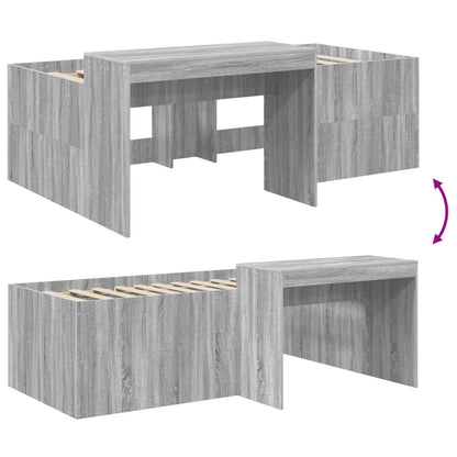 Kids'High Bed Frame with Desk Grey Sonoma 75 x 190 cm