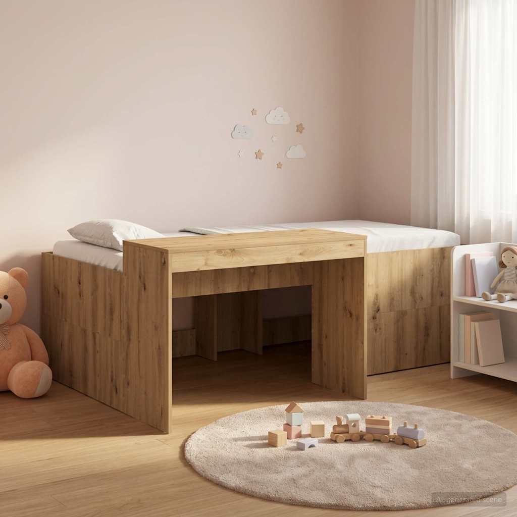 Kids'High Bed Frame with Desk Artisan Oak 75 x 190 cm