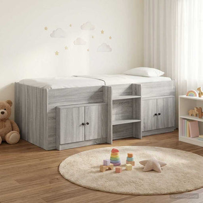 Loft Bed Frame with Cabinet 3 pcs Grey Sonoma Engineered Wood