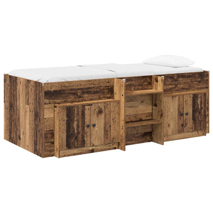 Loft Bed Frame with Cabinet 3 pcs Old Wood Engineered Wood