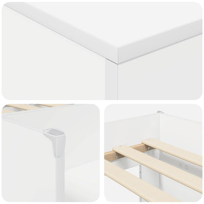 Loft Bed Frame with Cabinet 3 pcs White Engineered Wood