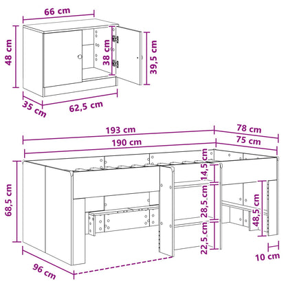 Loft Bed Frame with Cabinet 3 pcs Grey Sonoma Engineered Wood