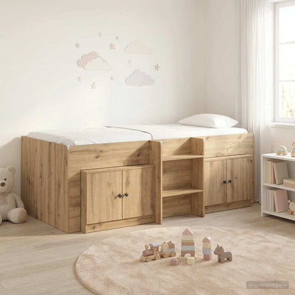 Loft Bed Frame with Cabinet 3 pcs Artisan Oak Engineered Wood