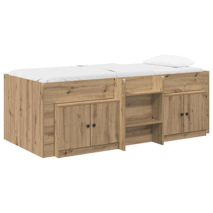 Loft Bed Frame with Cabinet 3 pcs Artisan Oak Engineered Wood