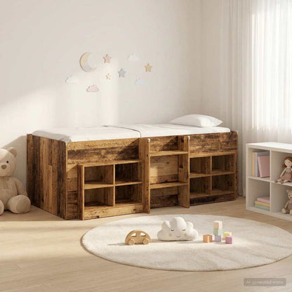 Loft Bed Frame with Cabinet 3 pcs Old Wood Engineered Wood