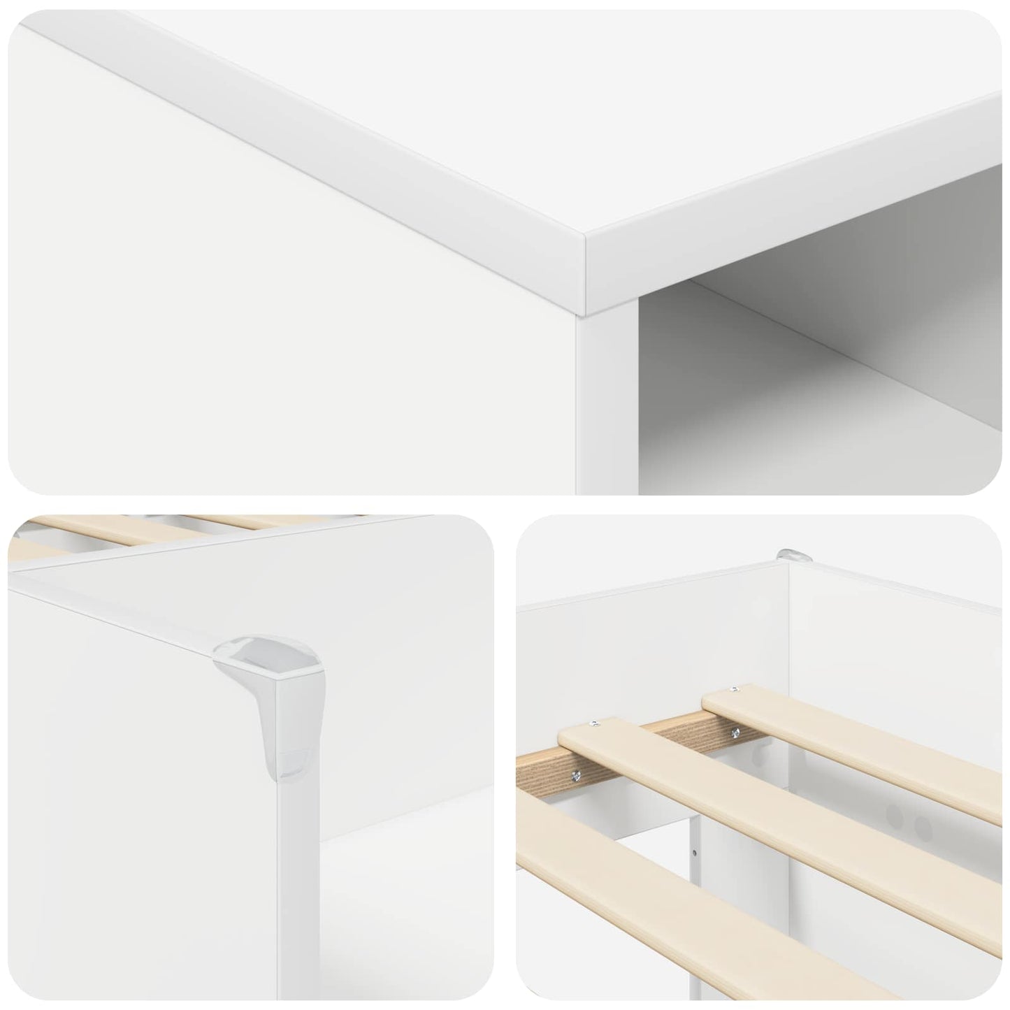 Loft Bed Frame with Cabinet 3 pcs White Engineered Wood