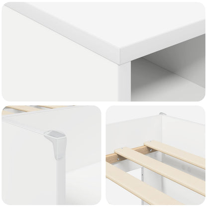 Loft Bed Frame with Cabinet 3 pcs White Engineered Wood