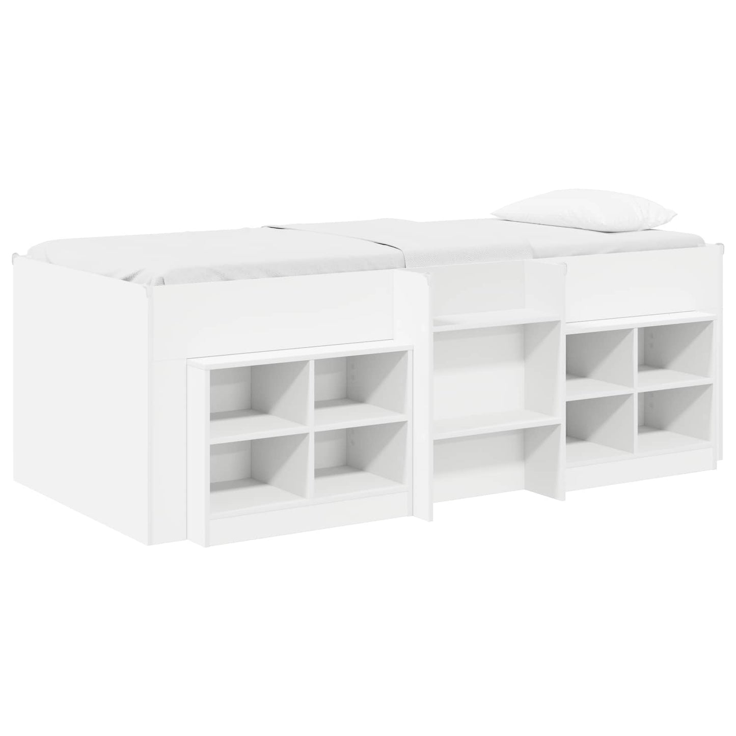 Loft Bed Frame with Cabinet 3 pcs White Engineered Wood