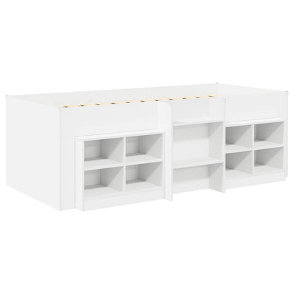 Loft Bed Frame with Cabinet 3 pcs White Engineered Wood