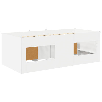 Loft Bed Frame with Cabinet 3 pcs White Engineered Wood