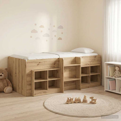 Loft Bed Frame with Cabinet 3 pcs Artisan Oak Engineered Wood