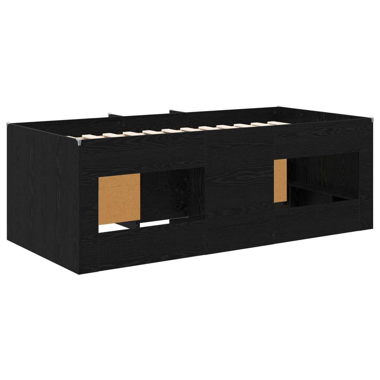 Loft Bed Frame with Cabinet 3 pcs Black Oak Engineered Wood