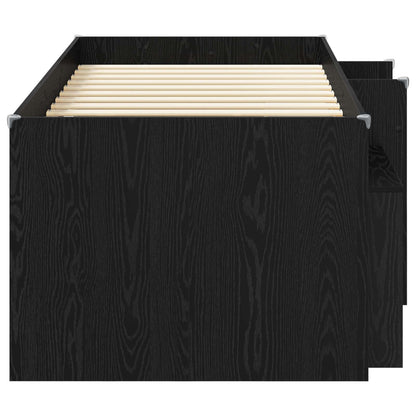Loft Bed Frame with Cabinet 3 pcs Black Oak Engineered Wood
