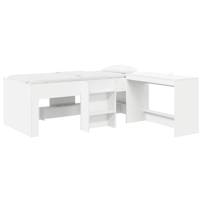 Kids'High Bed Frame with Desk White 80 x 200 cm